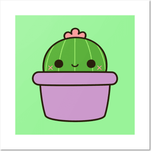 Cute cactus in purple pot Posters and Art